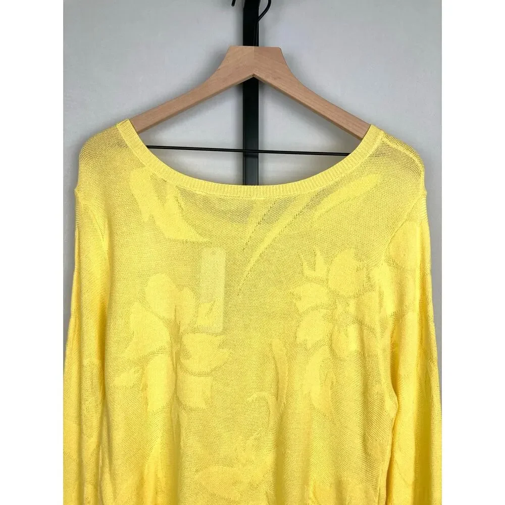 Soft Surroundings Floral Sweater Yellow Size 1X Open Knit Lightweight Soft NWT - Picture 7 of 10